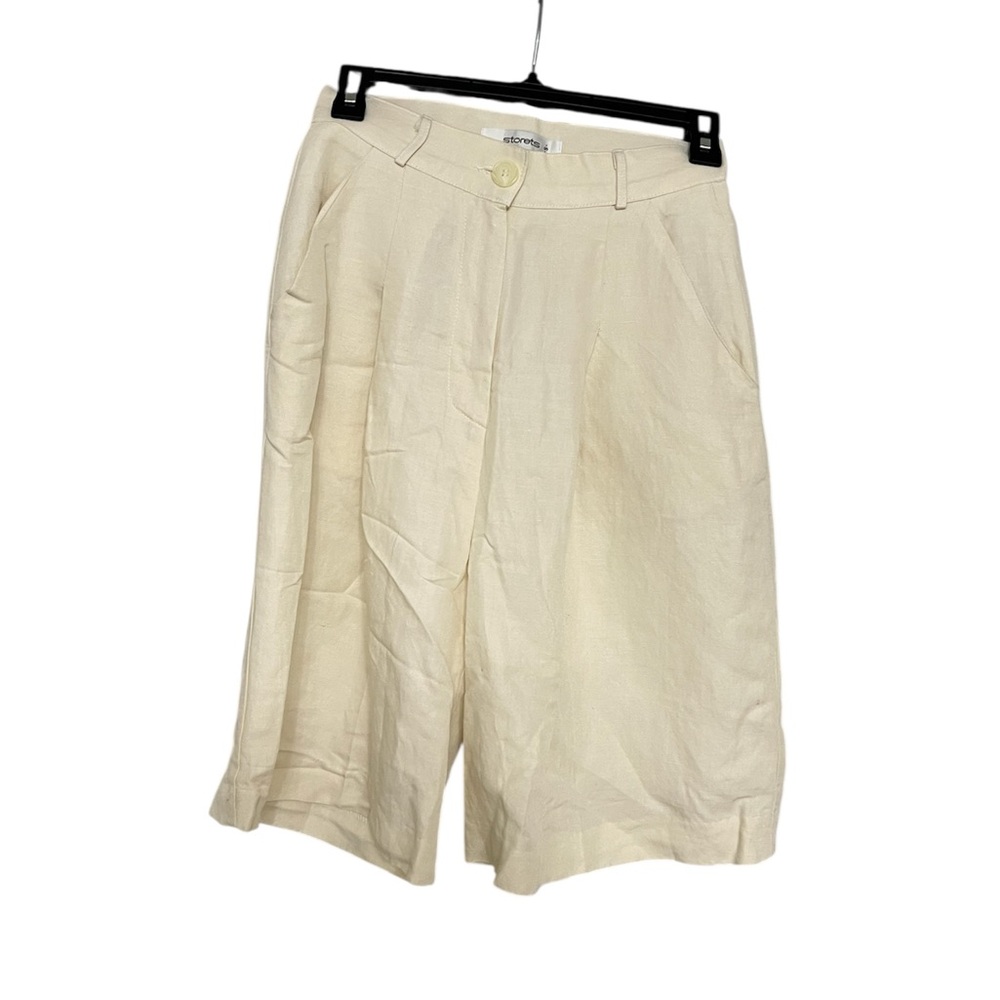 Storets Women's Cream Linen Bermuda Shorts